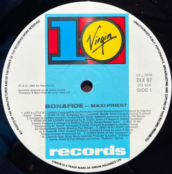 Maxi Priest : Bonafide (LP, Album)