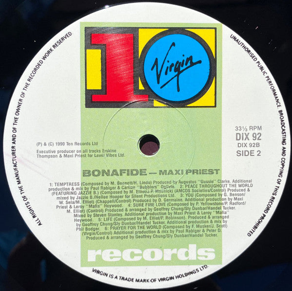 Maxi Priest : Bonafide (LP, Album)