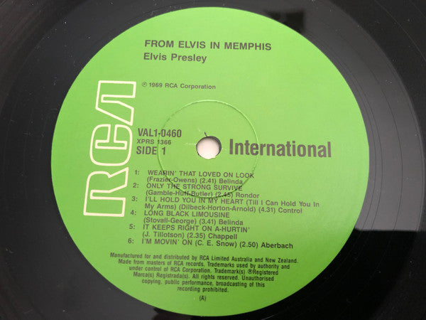 Elvis Presley : From Elvis In Memphis (LP, Album, RE)