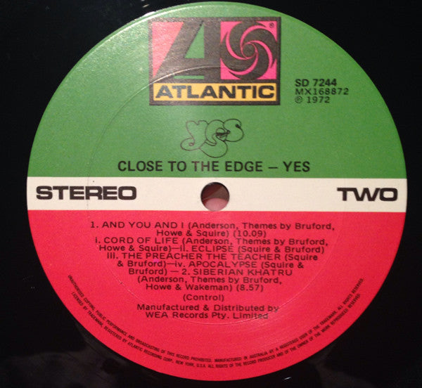 Yes : Close To The Edge (LP, Album, Gat)