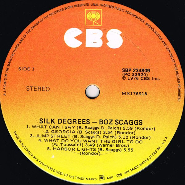 Boz Scaggs : Silk Degrees (LP, Album)