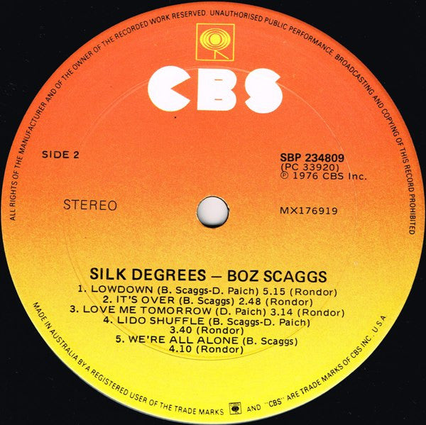 Boz Scaggs : Silk Degrees (LP, Album)