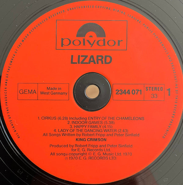 King Crimson : Lizard (LP, Album, RE, Gat)