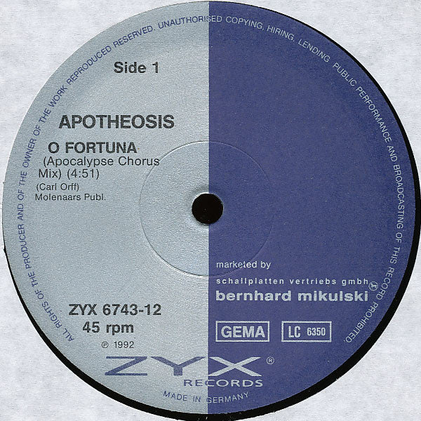 Apotheosis : O Fortuna (12")