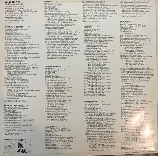 John Denver : Rocky Mountain High (LP, Album, P/Mixed, Gat)