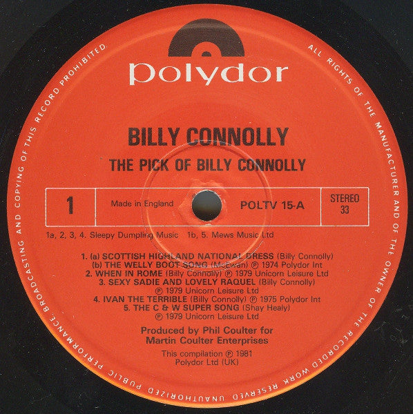 Billy Connolly : The Pick Of Billy Connolly (LP, Album, Comp, RM)