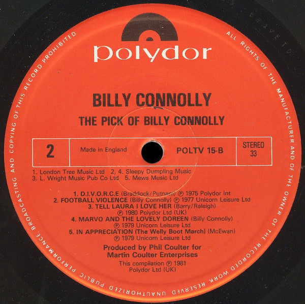 Billy Connolly : The Pick Of Billy Connolly (LP, Album, Comp, RM)
