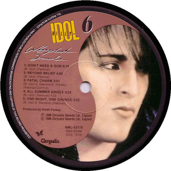 Billy Idol : Whiplash Smile (LP, Album)