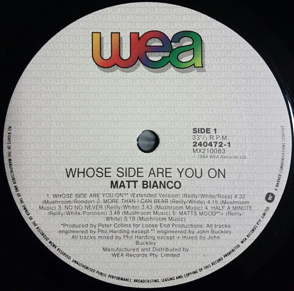 Matt Bianco : Whose Side Are You On (LP, Album)