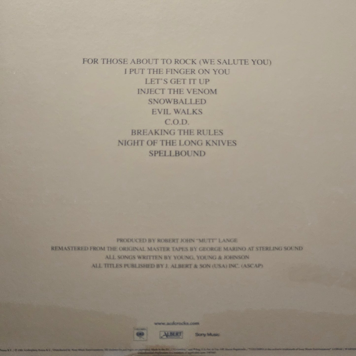 ACDC For Those About To Rock Vinyl Gatefold AC/DC