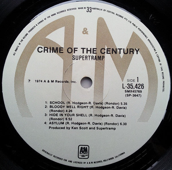 Supertramp : Crime Of The Century (LP, Album)