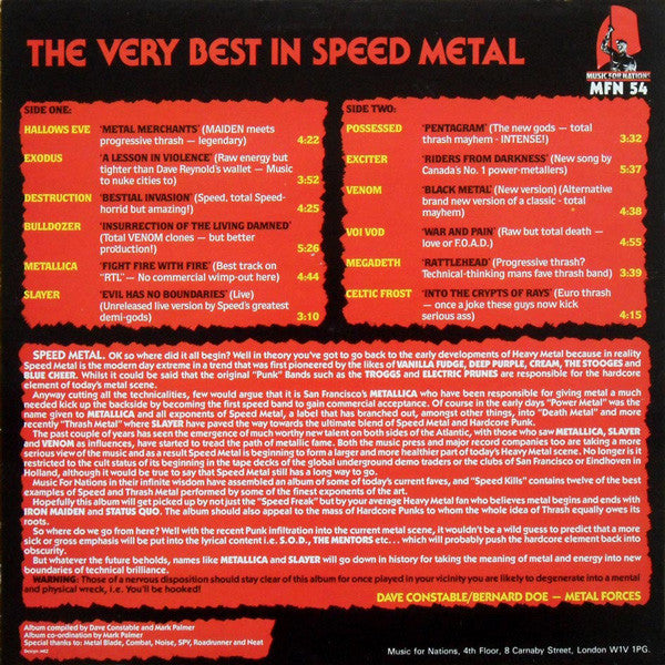 Various : Speed Kills (The Very Best In Speed Metal) (LP, Comp, RP)