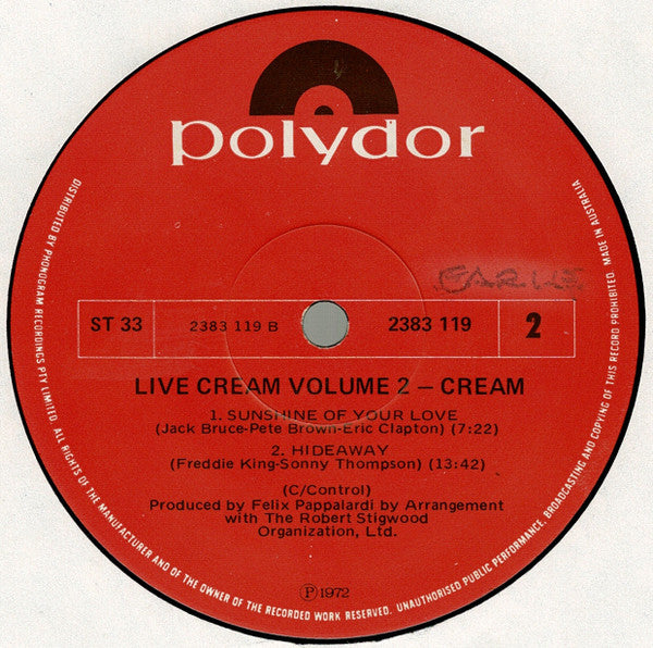 Cream (2) : Live Cream Volume II (LP, Album)