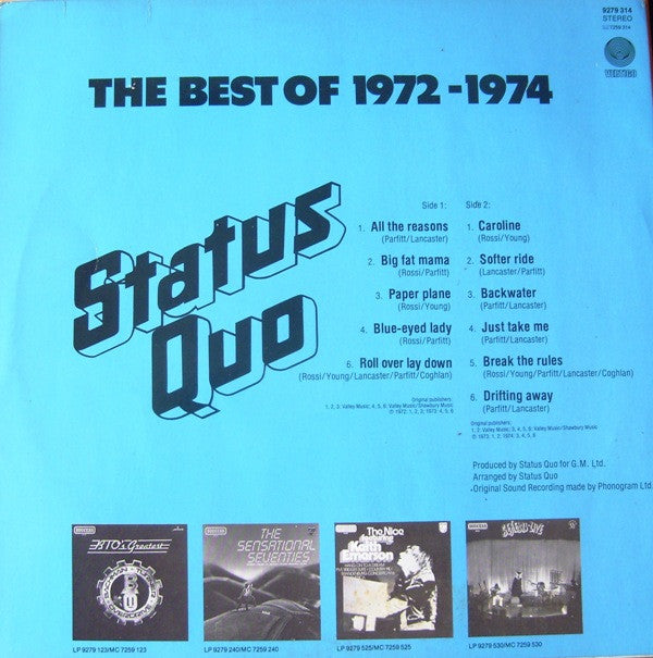 Status Quo : The Best Of 1972 - 1974 (LP, Comp)