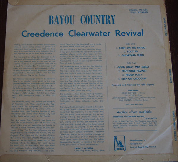 Creedence Clearwater Revival : Bayou Country (LP, Album)