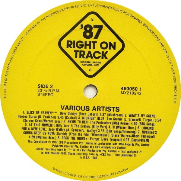 Various : '87 Right On Track (LP, Comp)
