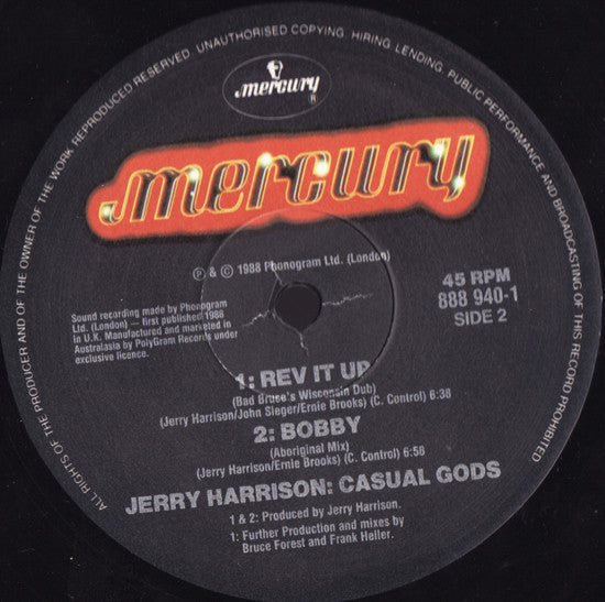 Jerry Harrison: Casual Gods : Rev It Up (12", Single)