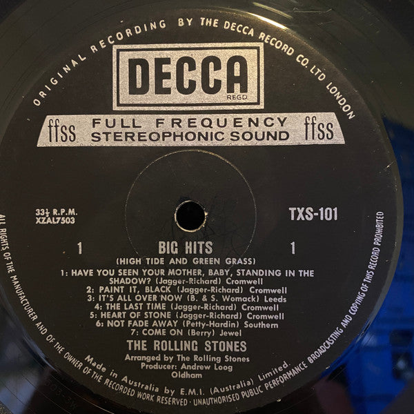 The Rolling Stones : Big Hits (High Tide And Green Grass) (LP, Comp)