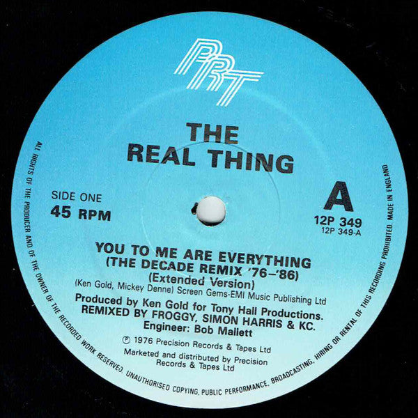 The Real Thing : You To Me Are Everything (The Decade Remix 76-86) (12", Single, Pic)
