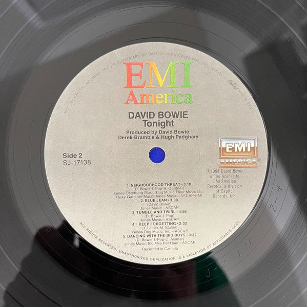 David Bowie : Tonight (LP, Album, Jac)