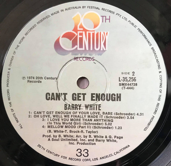 Barry White : Can't Get Enough (LP, Album)