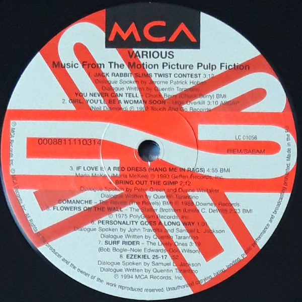 Various : Pulp Fiction (Music From The Motion Picture) (LP, Comp, RE, RM, RP, 180)
