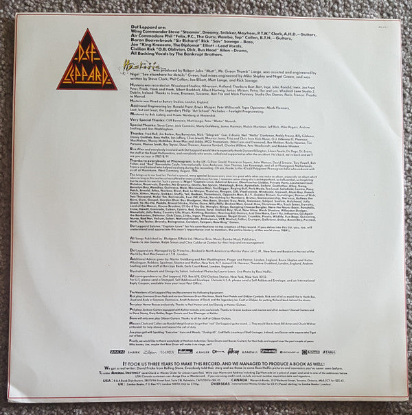 Def Leppard : Hysteria (LP, Album)