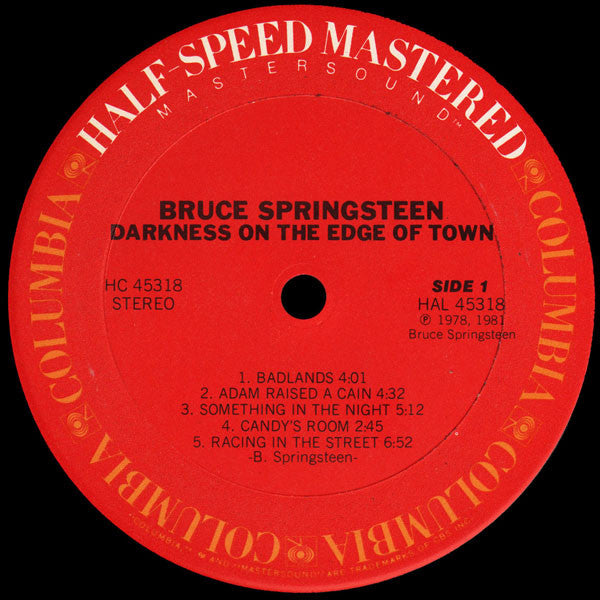Bruce Springsteen : Darkness On The Edge Of Town (LP, Album, RE, RM, Hal)