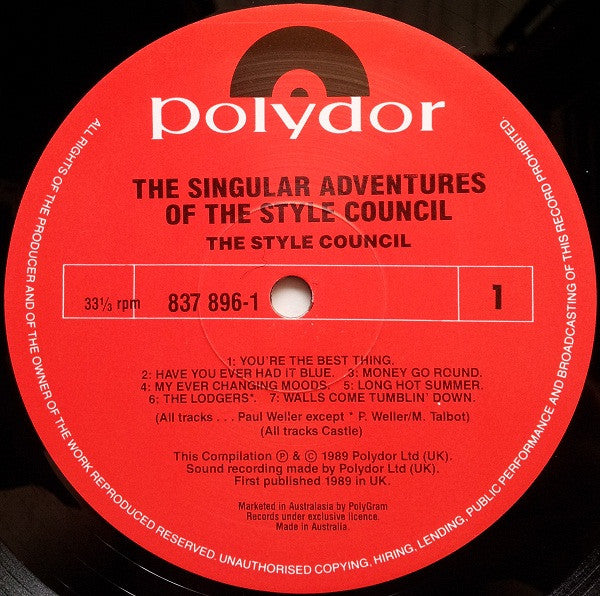 The Style Council : The Singular Adventures Of The Style Council - Greatest Hits Vol. 1 (LP, Comp)