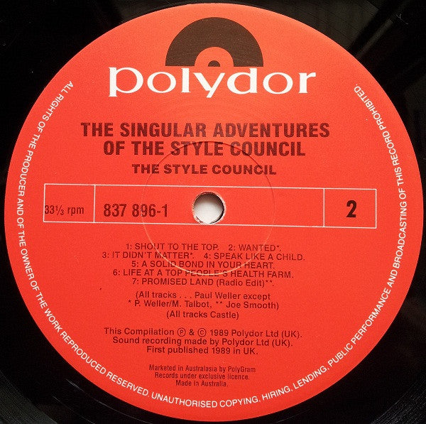 The Style Council : The Singular Adventures Of The Style Council - Greatest Hits Vol. 1 (LP, Comp)
