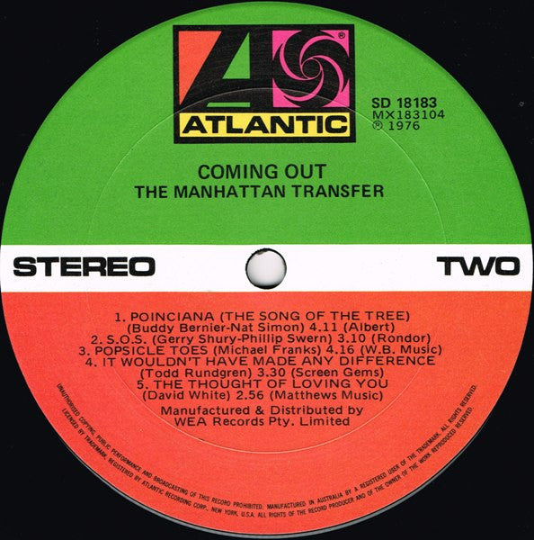 The Manhattan Transfer : Coming Out (LP, Album)