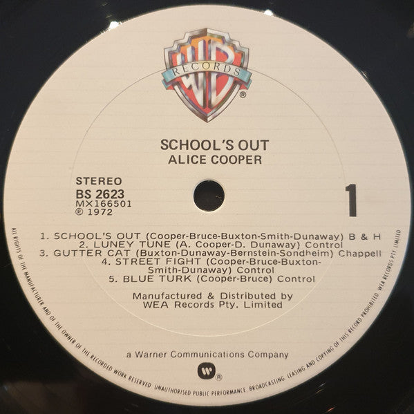 Alice Cooper : School's Out (LP, Album, RE, Whi)