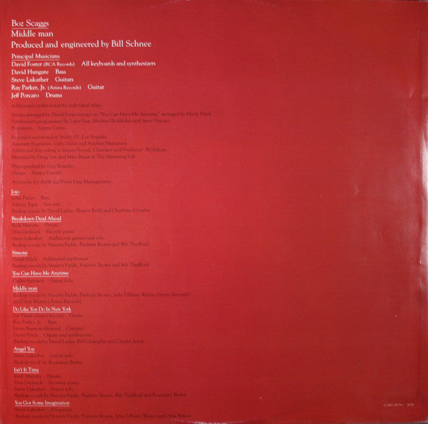 Boz Scaggs : Middle Man (LP, Album, San)