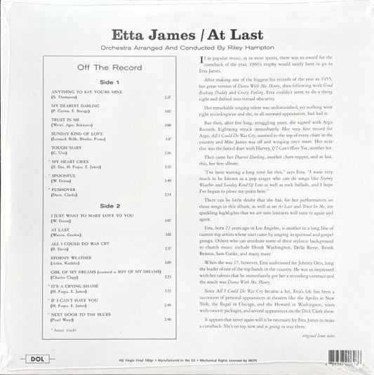 Etta James : At Last! (LP, Album, RE, Ora)