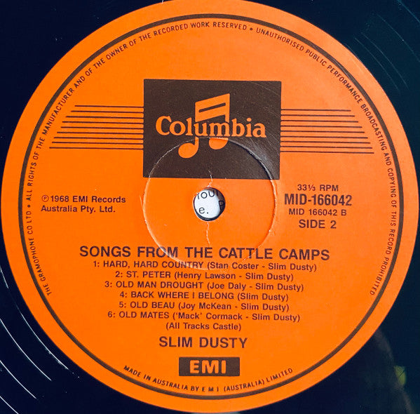 Slim Dusty : Songs From The Cattle Camps (LP, Album, RP)
