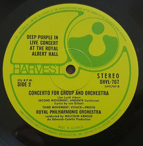 Deep Purple & Royal Philharmonic Orchestra Conducted By Malcolm Arnold : Concerto For Group And Orchestra (LP, Album)