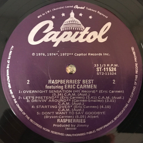 Raspberries : Raspberries' Best - Featuring Eric Carmen (LP, Comp)