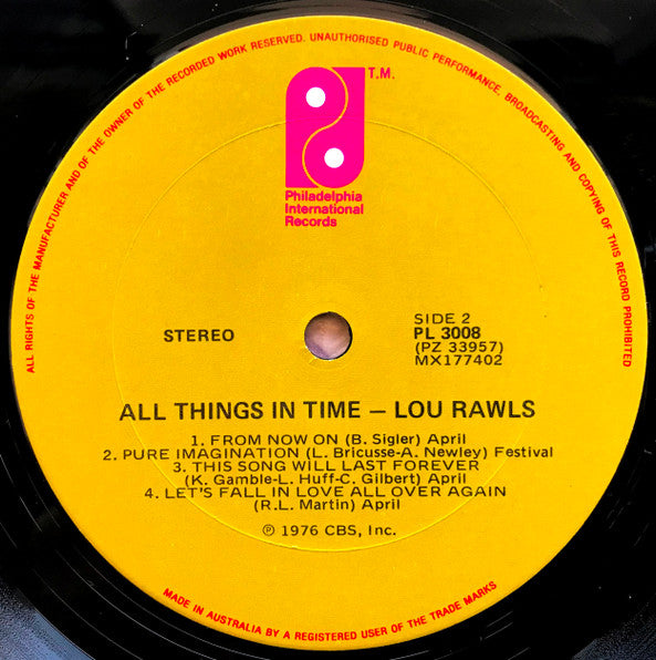 Lou Rawls : All Things In Time (LP, Album)