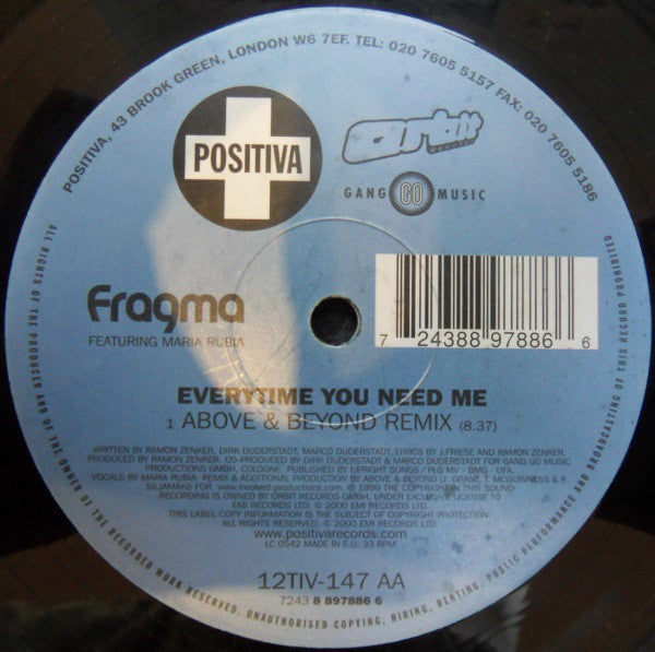 Fragma : Everytime You Need Me (12")