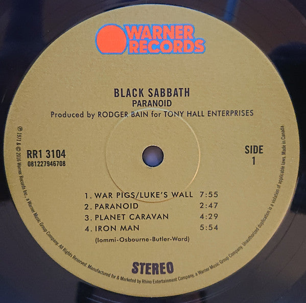 Black Sabbath : Paranoid (LP, Album, RE, RM, 180)