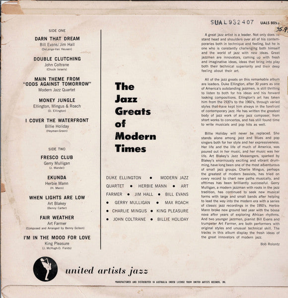 Various : Jazz Greats Of Modern Times (LP, Comp, Fli)