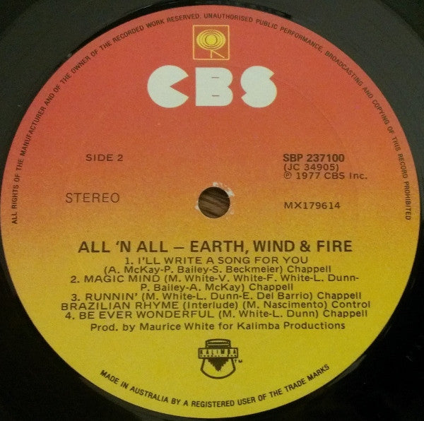 Earth, Wind & Fire : All 'N All (LP, Album, Gat)