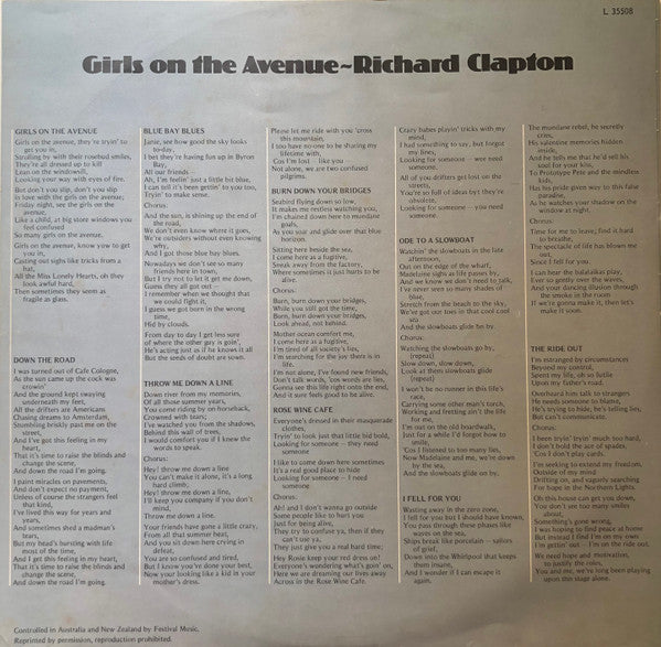 Richard Clapton : Girls On The Avenue (LP, Album)
