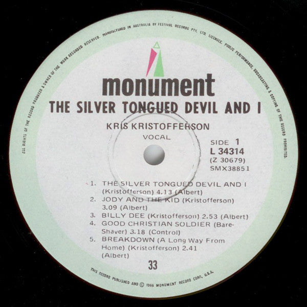 Kris Kristofferson : The Silver Tongued Devil And I (LP, Album)