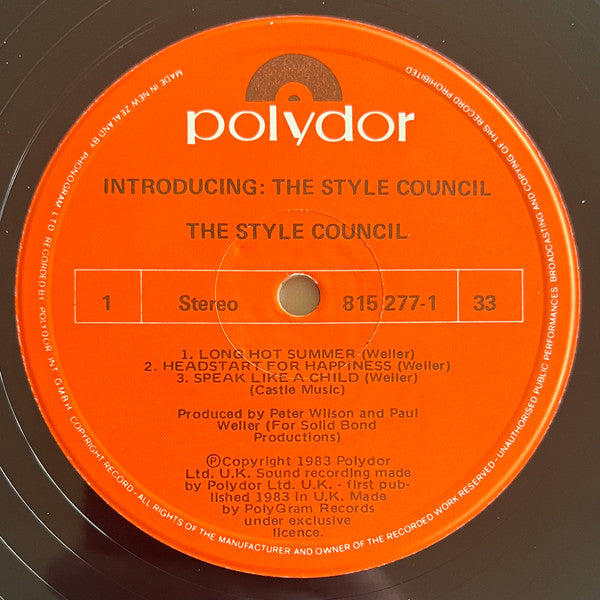 The Style Council : Introducing: The Style Council (LP, MiniAlbum)