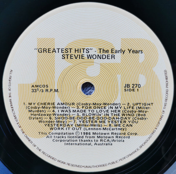 Stevie Wonder : Greatest Hits - The Early Years (LP, Comp)