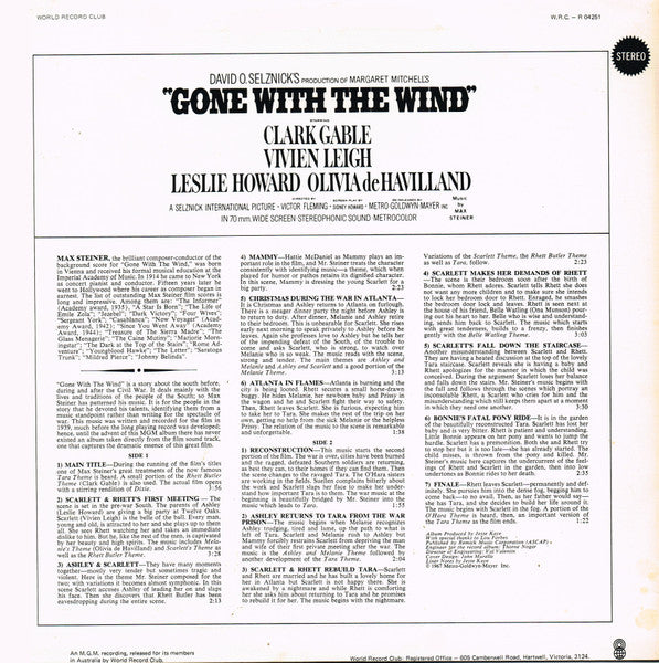 Max Steiner : Gone With The Wind (Original Soundtrack Album) (LP, Album, Club, RE, 2nd)