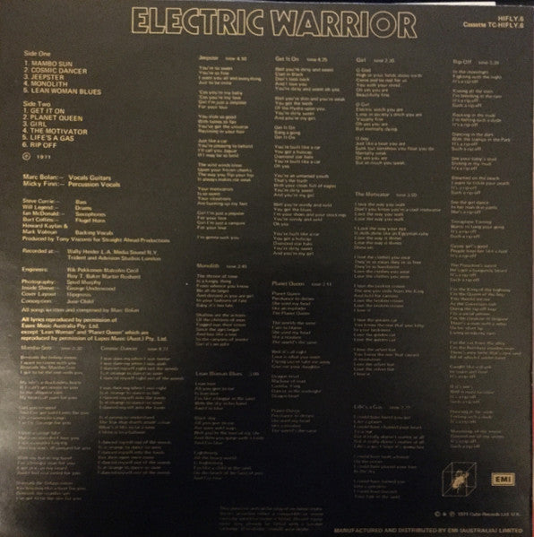 T. Rex : Electric Warrior (LP, Album)