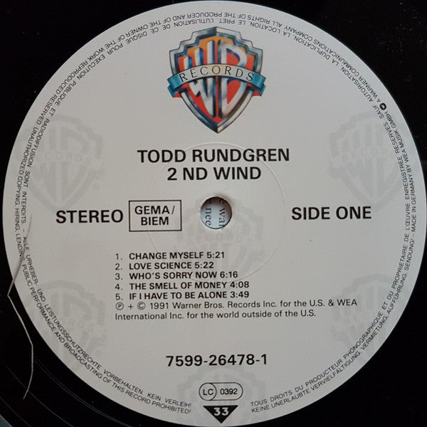 Todd Rundgren : 2nd Wind (LP, Album)