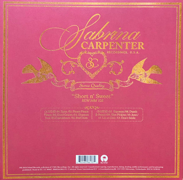 Sabrina Carpenter : Short N' Sweet (LP, Album, Ltd, Gre)